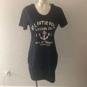 Huizhufushi navy hooded tshirt dress. Size M.